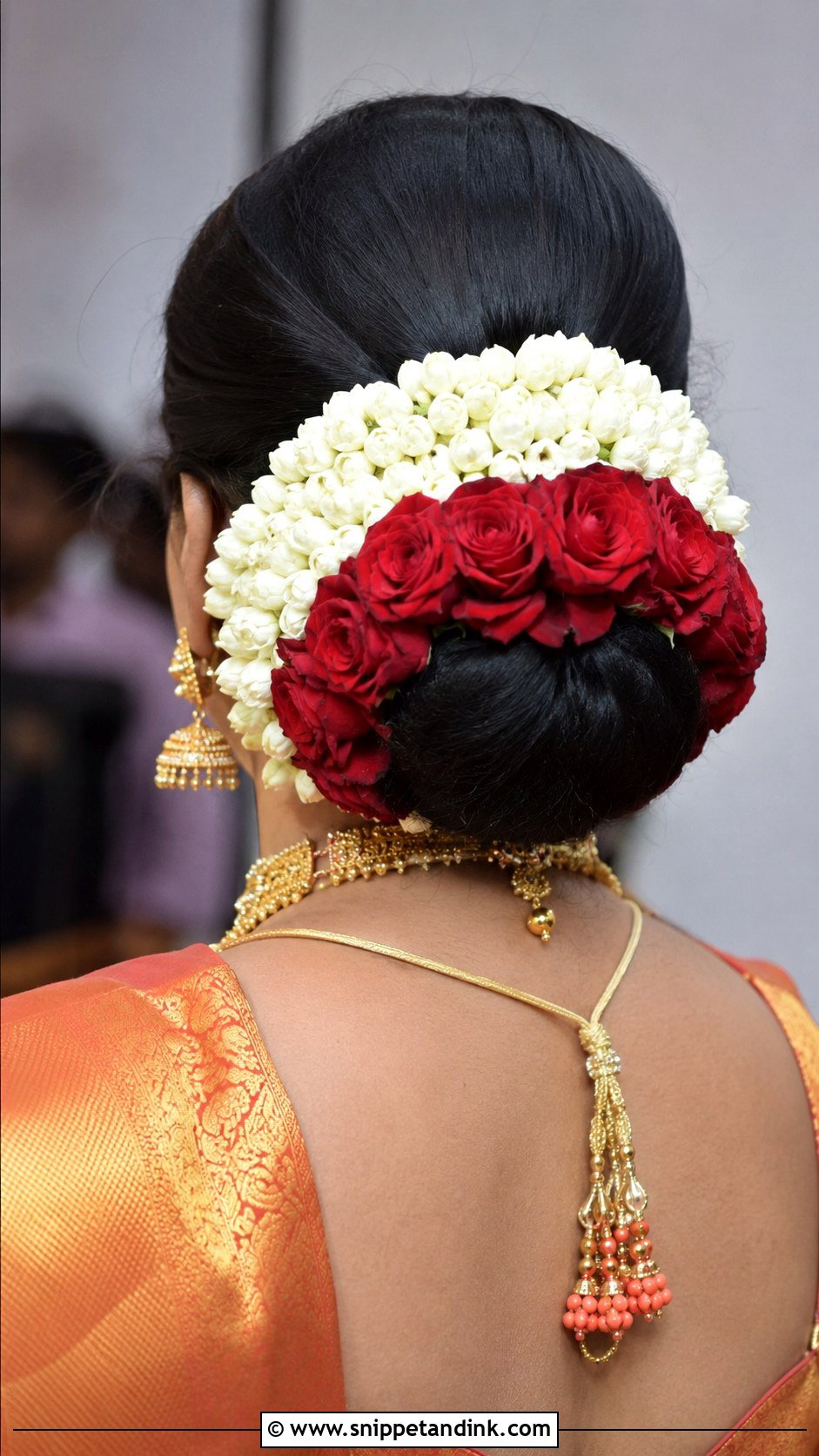 Veni Style Bun With Roses - Snippet and Ink - 25 Telugu Bride Hairstyles