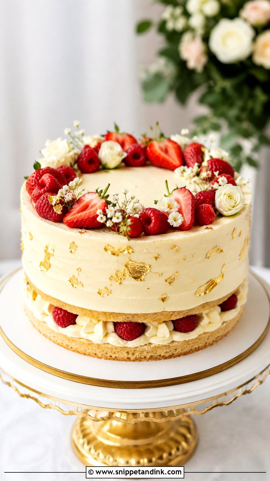 Victoria Sandwich Cake With Gold Leaf - Snippet and Ink - 20 Victoria Sandwich Cake Decoration Ideas for Wedding