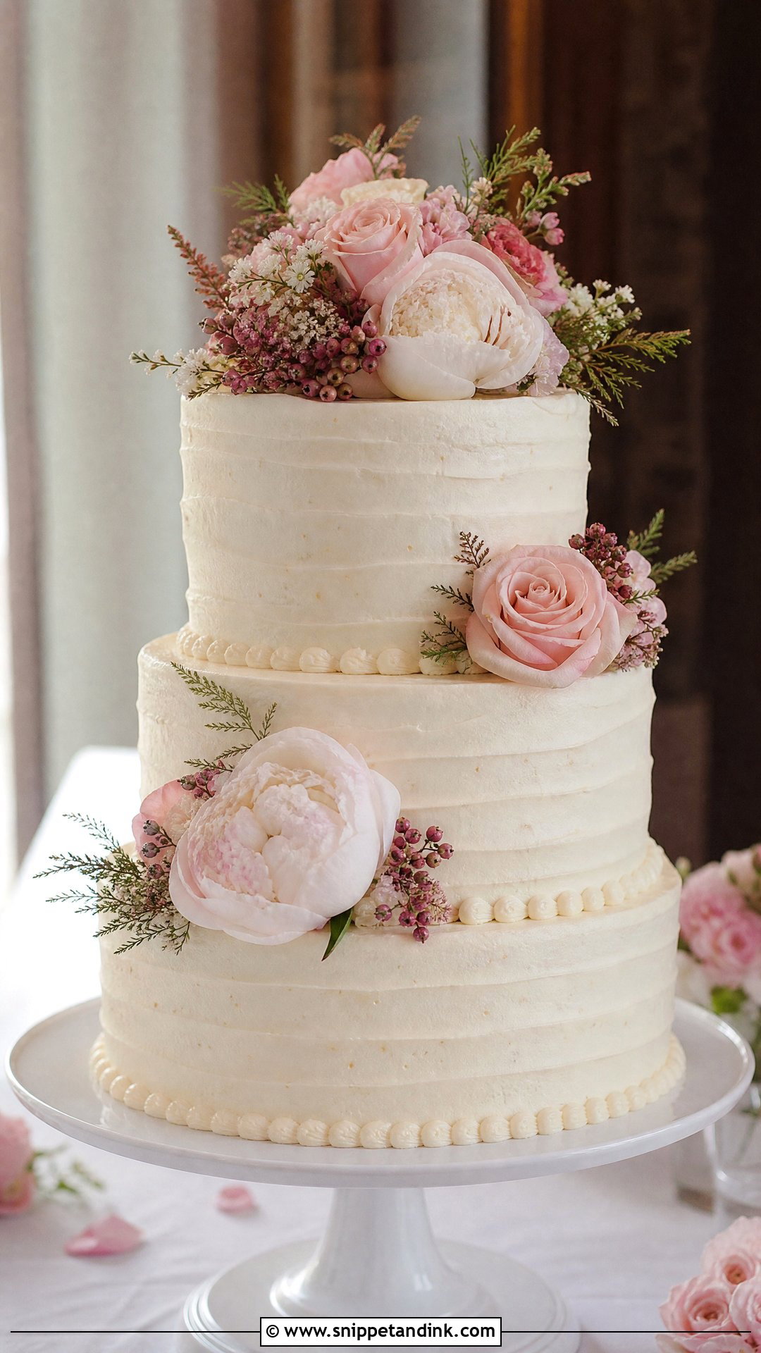 Victoria Sponge Wedding Cake With Blush Flowers - Snippet and Ink - 30 Victoria Cake Ideas for Wedding