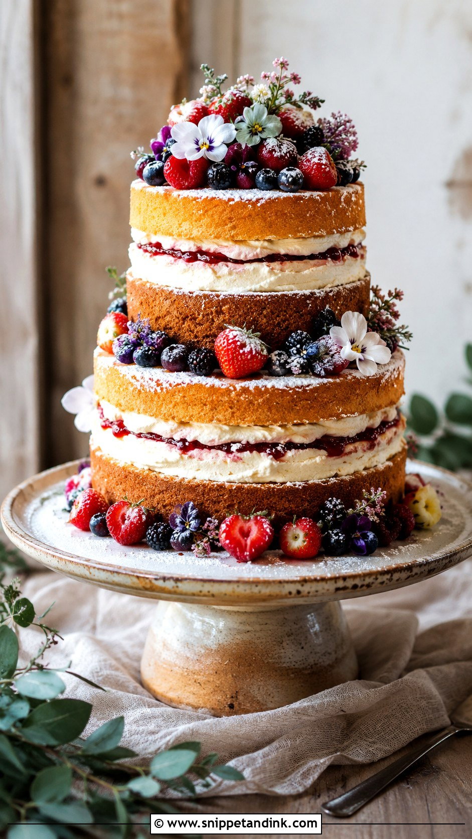 Victoria Sponge Wedding Cake With Cream Filling - Snippet and Ink - 20 Rustic Victoria Sponge Wedding Cake Ideas