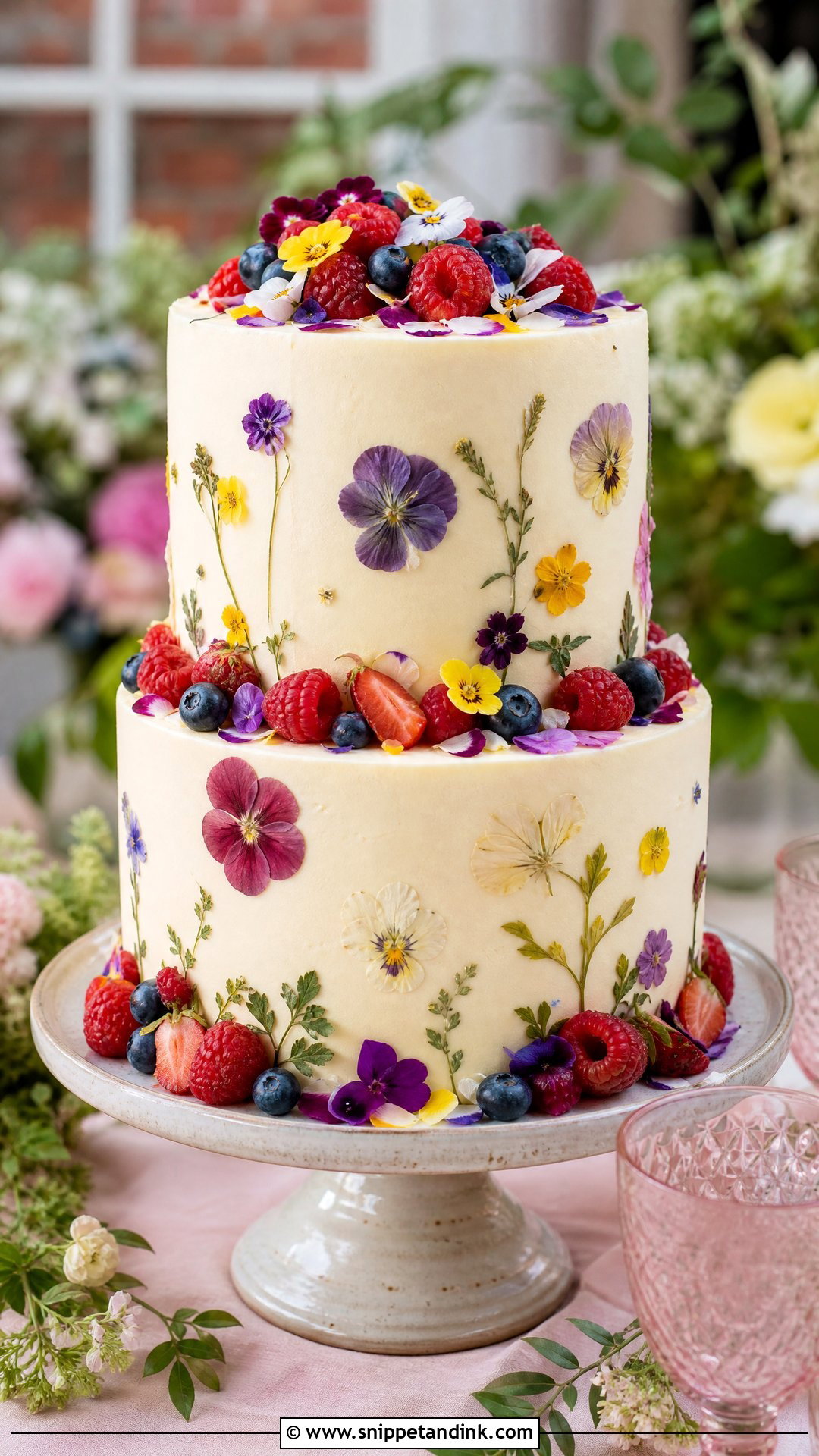 Victoria Sponge Wedding Cake With Edible Flowers - Snippet and Ink - 30 Victoria Cake Ideas for Wedding
