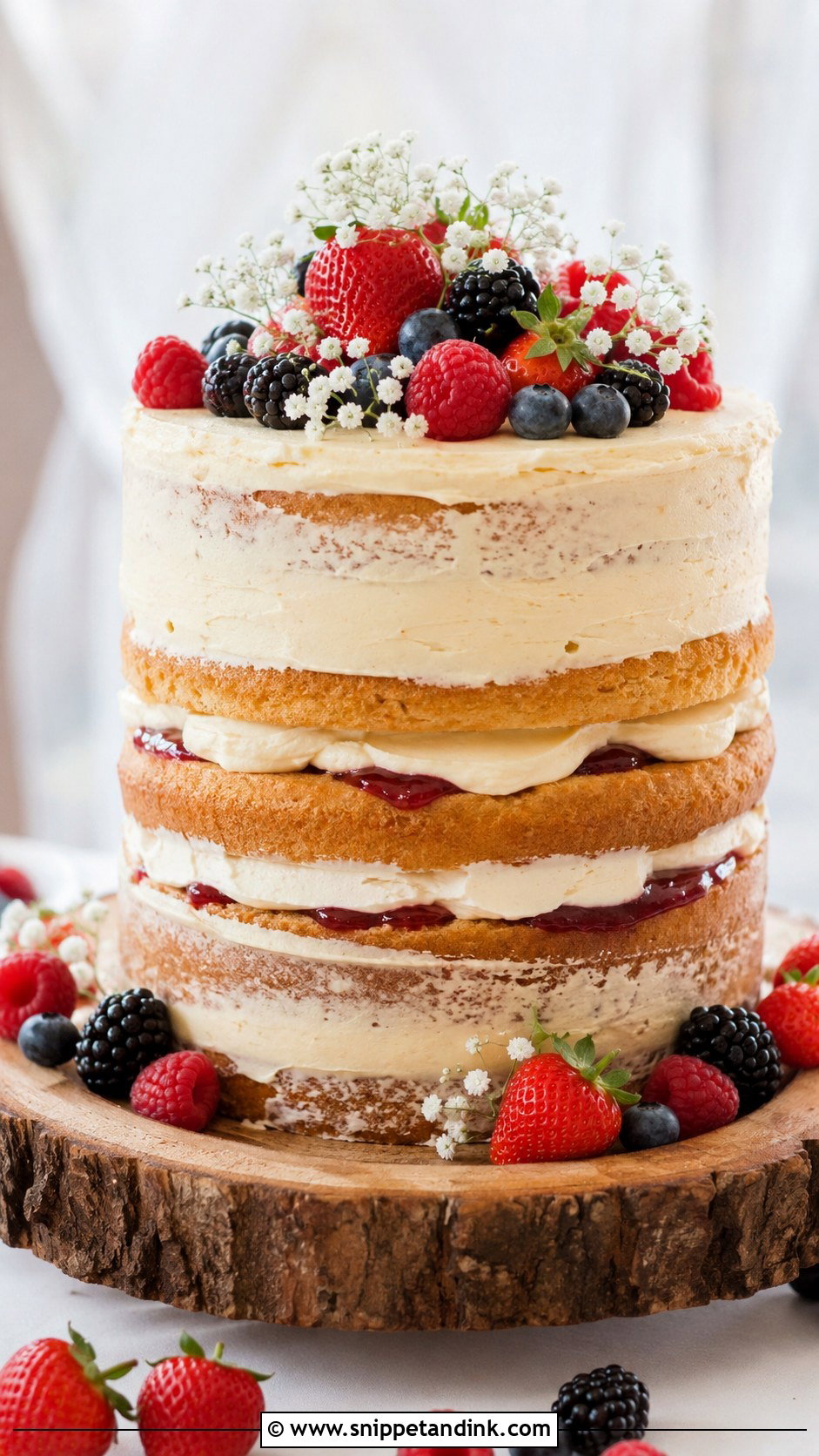 Victoria Sponge Wedding Cake With Fresh Berries - Snippet and Ink - 20 Rustic Victoria Sponge Wedding Cake Ideas