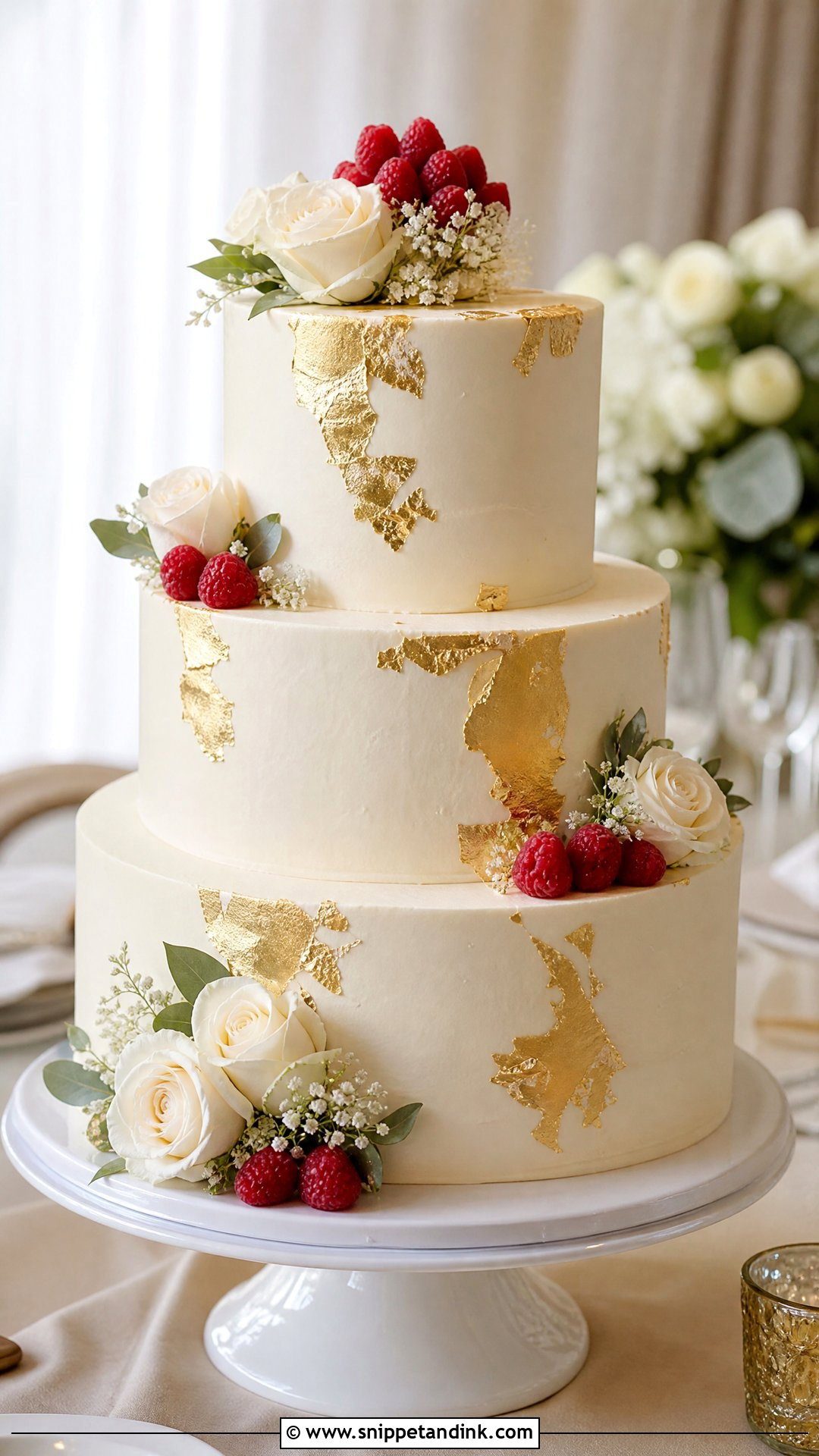 Victoria Sponge Wedding Cake With Gold Leaf - Snippet and Ink - 30 Victoria Cake Ideas for Wedding