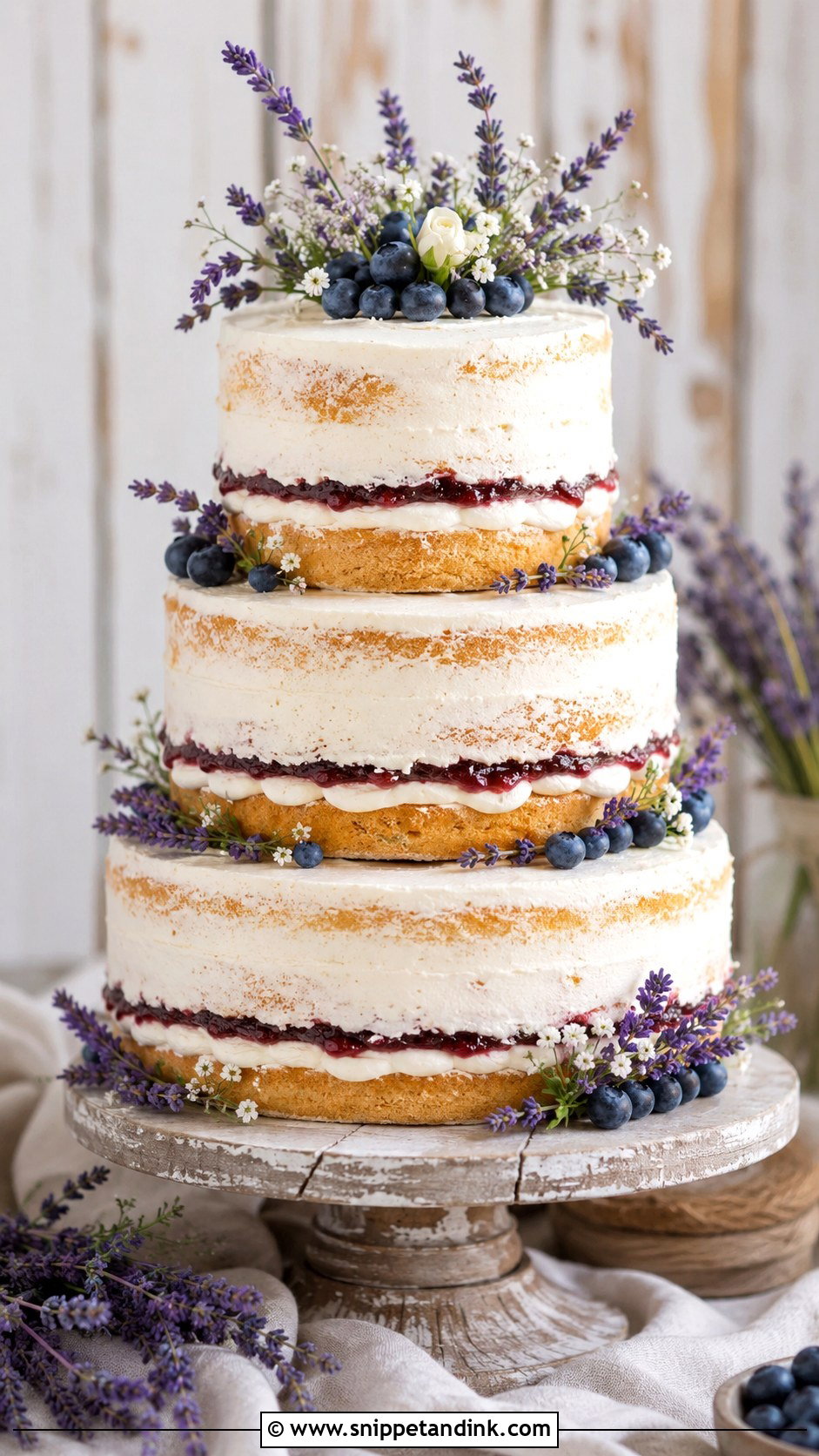 Victoria Sponge Wedding Cake With Lavender - Snippet and Ink - 20 Rustic Victoria Sponge Wedding Cake Ideas