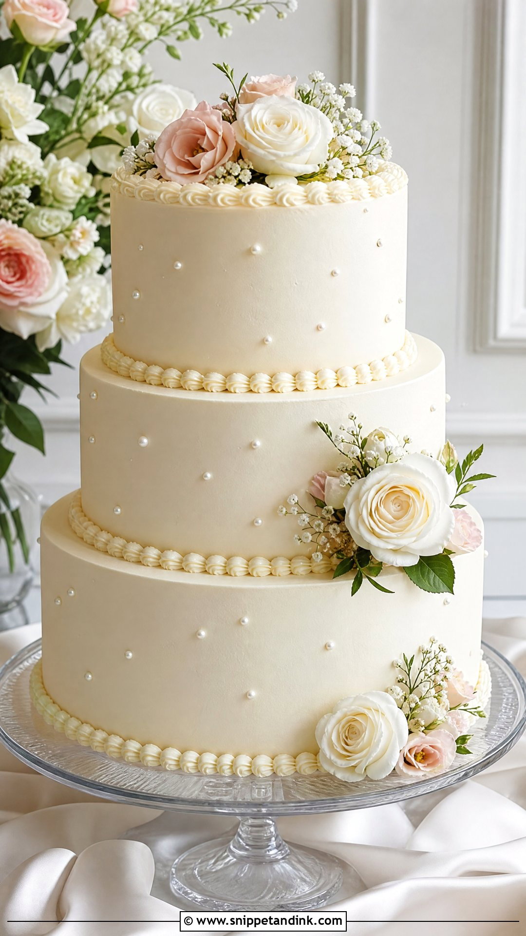 Victoria Sponge Wedding Cake With Pearl Details - Snippet and Ink - 30 Victoria Cake Ideas for Wedding