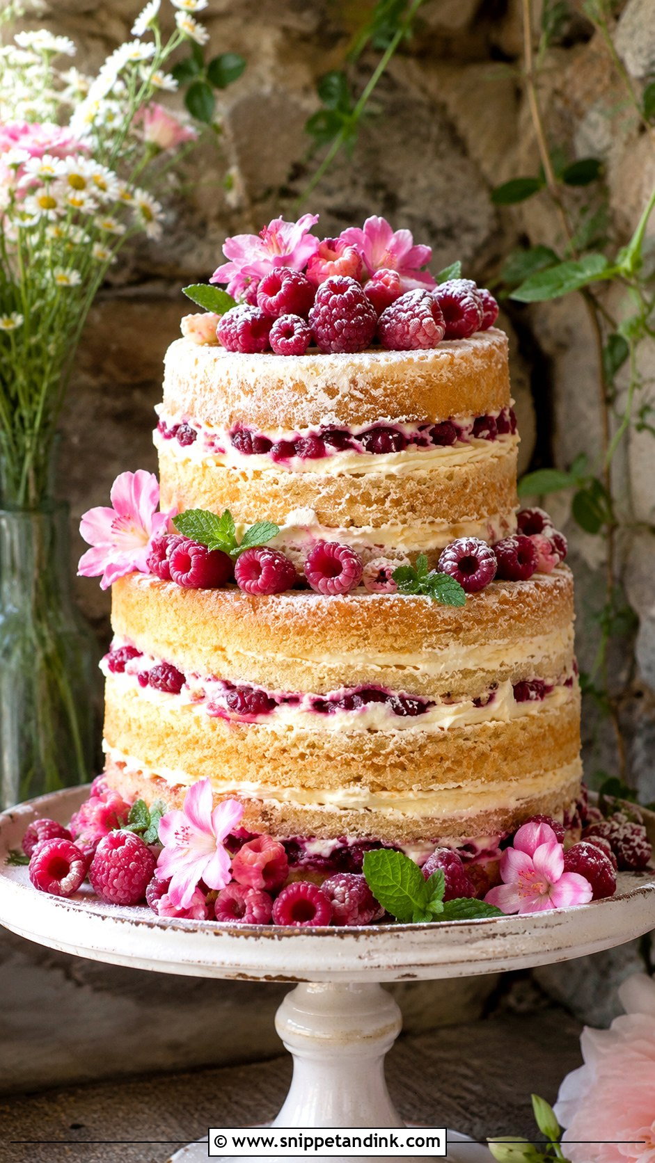 Victoria Sponge Wedding Cake With Raspberries - Snippet and Ink - 20 Rustic Victoria Sponge Wedding Cake Ideas