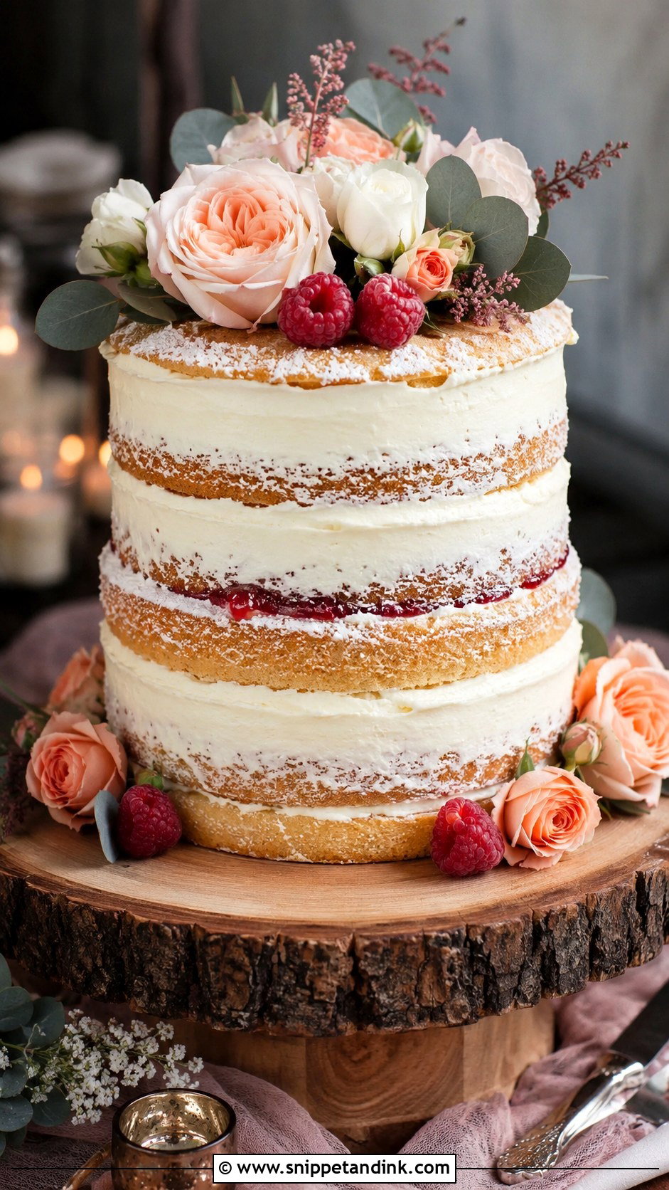 Victoria Sponge Wedding Cake With Roses - Snippet and Ink - 20 Rustic Victoria Sponge Wedding Cake Ideas