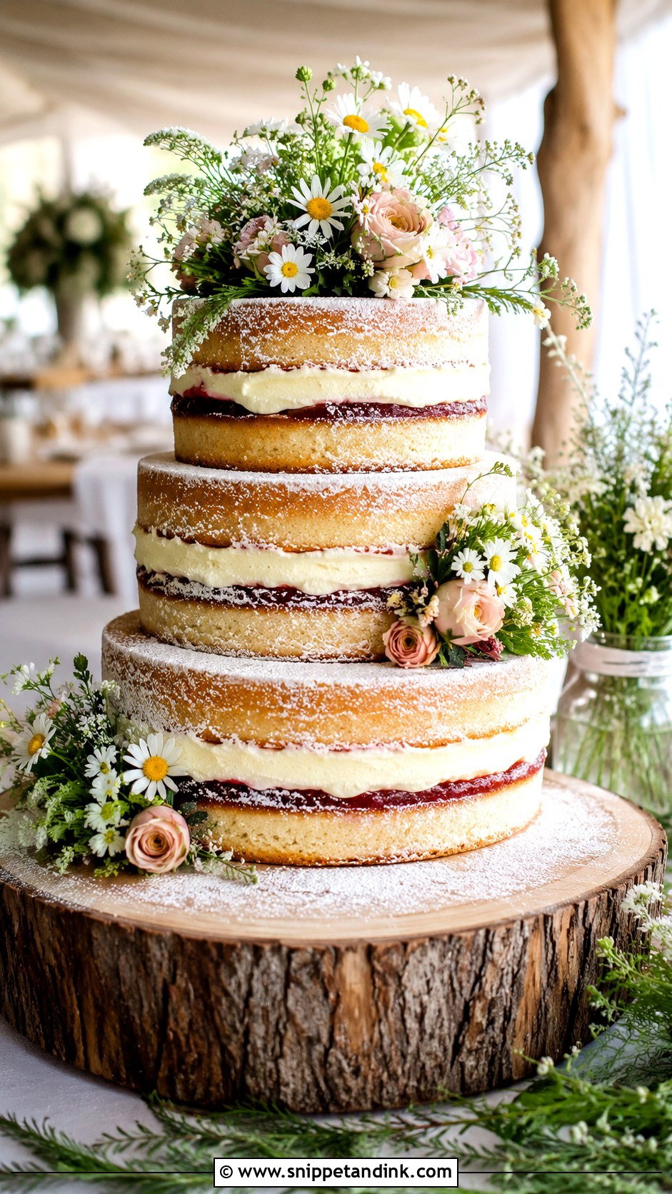 Victoria Sponge Wedding Cake With Rustic Flowers - Snippet and Ink - 20 Rustic Victoria Sponge Wedding Cake Ideas
