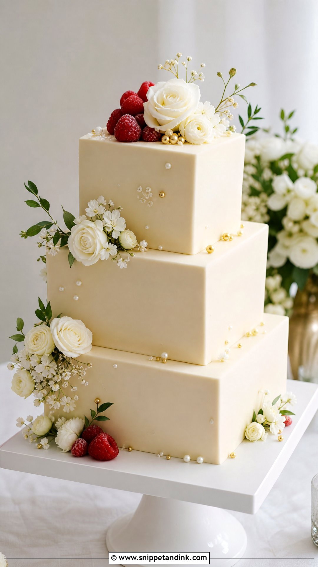Victoria Sponge Wedding Cake With Square Tiers - Snippet and Ink - 30 Victoria Cake Ideas for Wedding