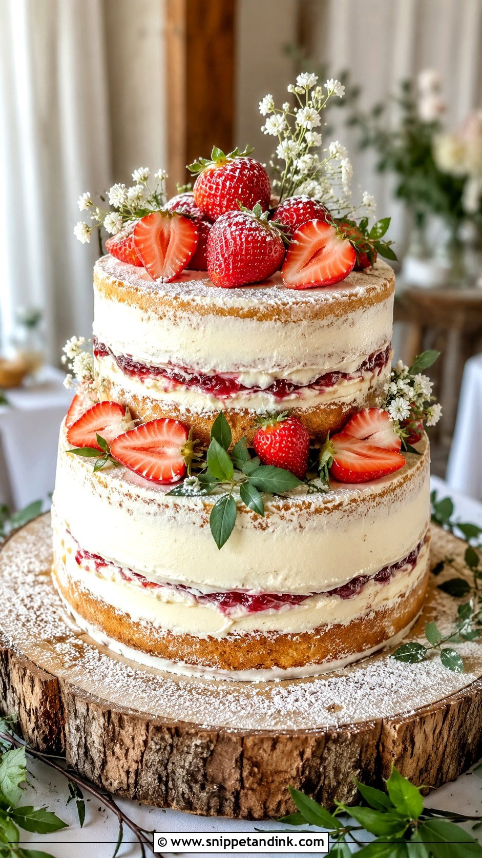 Victoria Sponge Wedding Cake With Strawberries - Snippet and Ink - 20 Rustic Victoria Sponge Wedding Cake Ideas