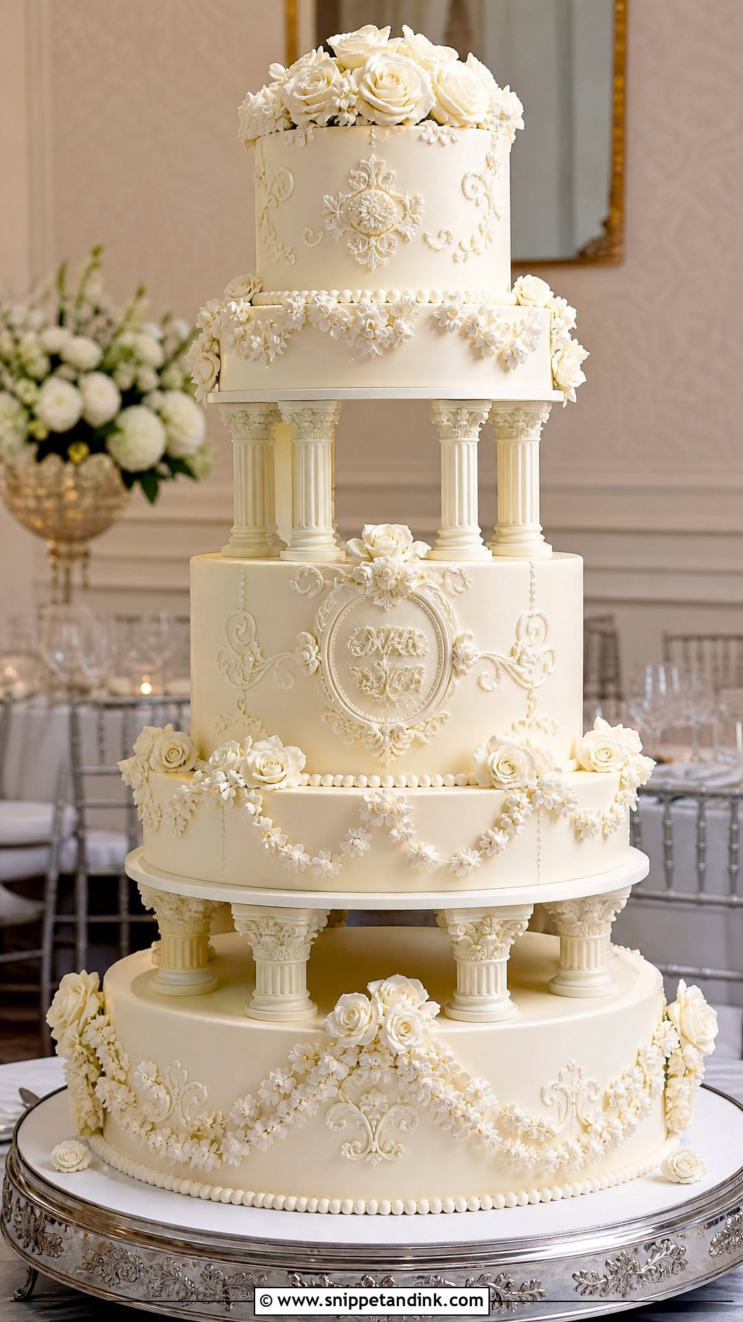 Victorian Column Wedding Cake - Snippet and Ink - 20 Victorian Style Cake Ideas for Wedding