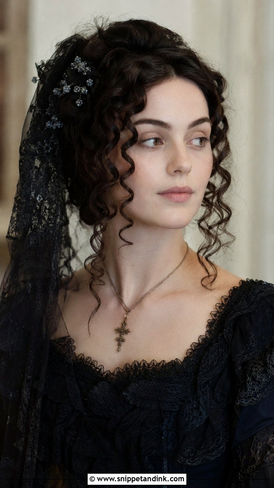 Victorian Curls With Side Veil - Snippet and Ink - 25 Goth Wedding Hair Ideas