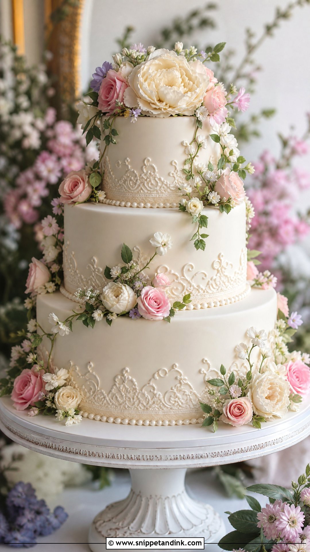 Victorian Floral Wedding Cake - Snippet and Ink - 20 Victorian Style Cake Ideas for Wedding