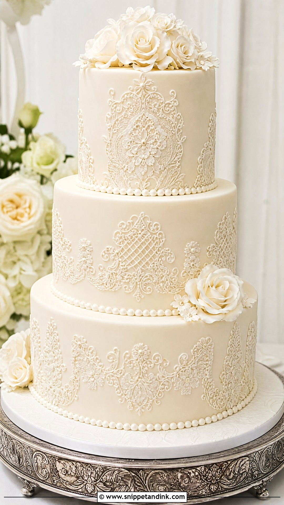 Victorian Lace Wedding Cake - Snippet and Ink - 20 Victorian Style Cake Ideas for Wedding