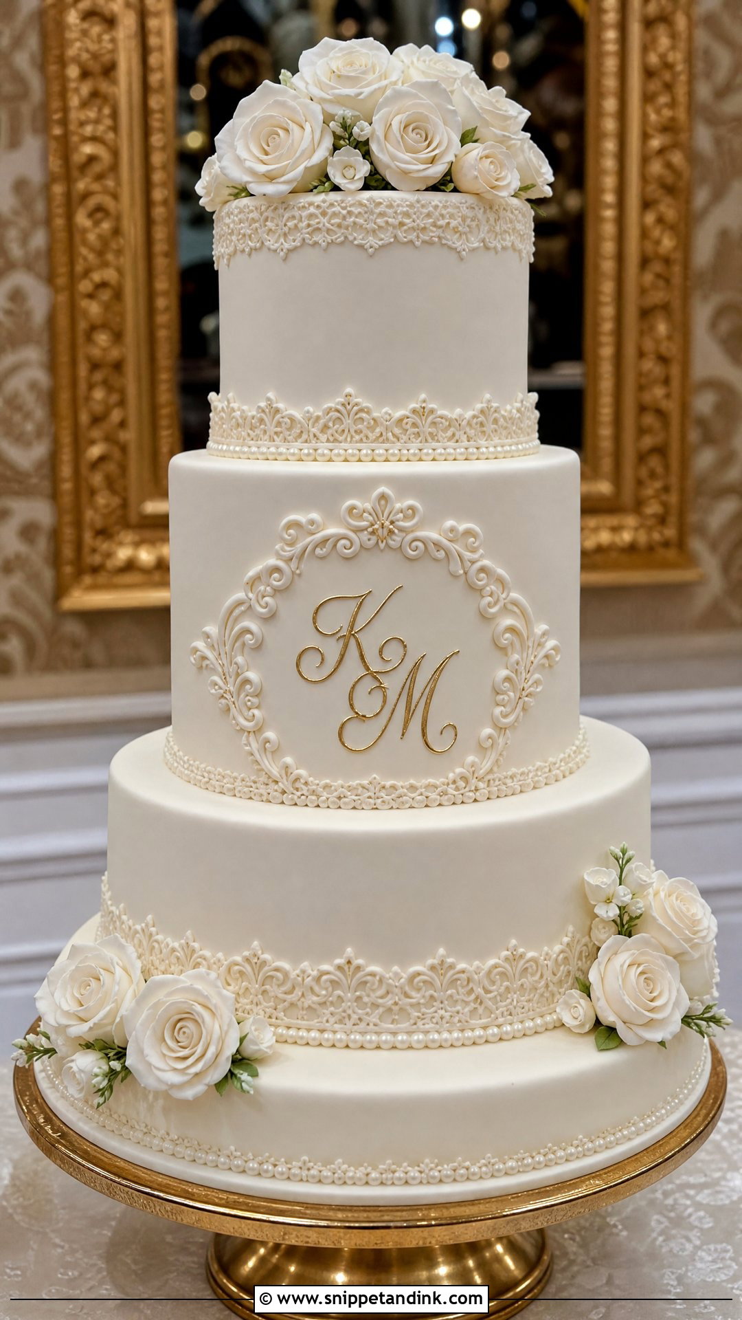 Victorian Monogram Wedding Cake - Snippet and Ink - 20 Victorian Wedding Cakes