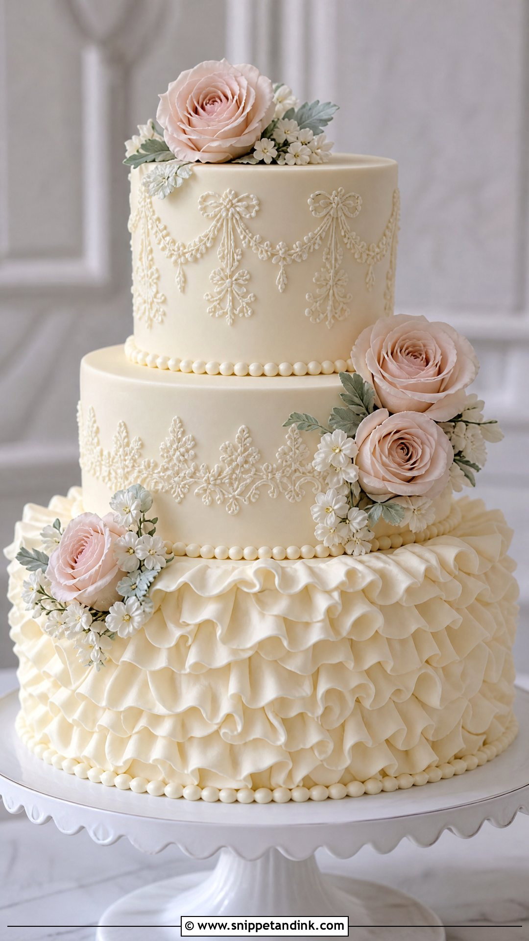 Victorian Ruffle Wedding Cake - Snippet and Ink - 20 Victorian Style Cake Ideas for Wedding
