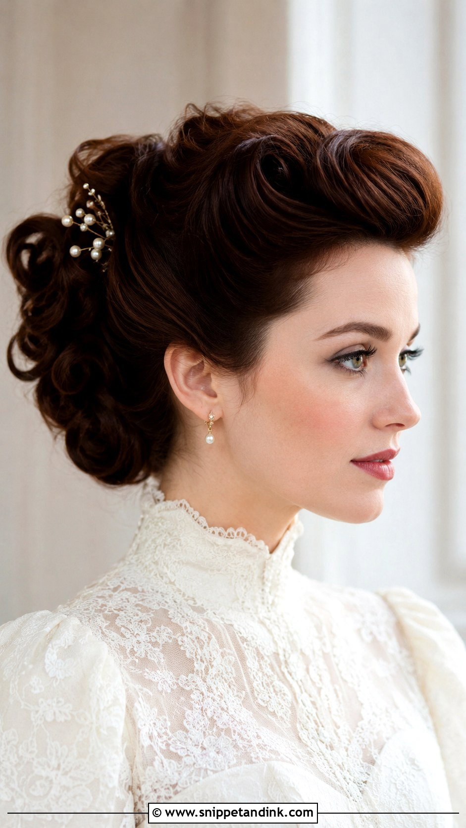 Victorian Wedding Pompadour Updo - Snippet and Ink - 15 Victorian Wedding Hair Ideas