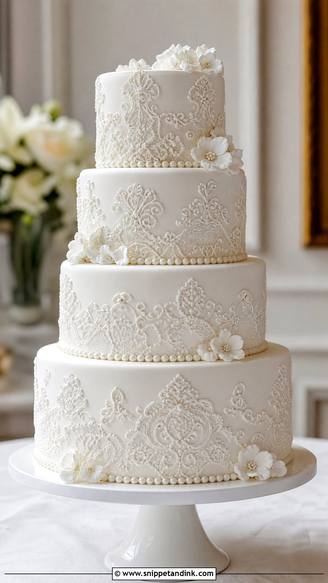 Victorian White Wedding Cake - Snippet and Ink - 20 Victorian Style Cake Ideas for Wedding