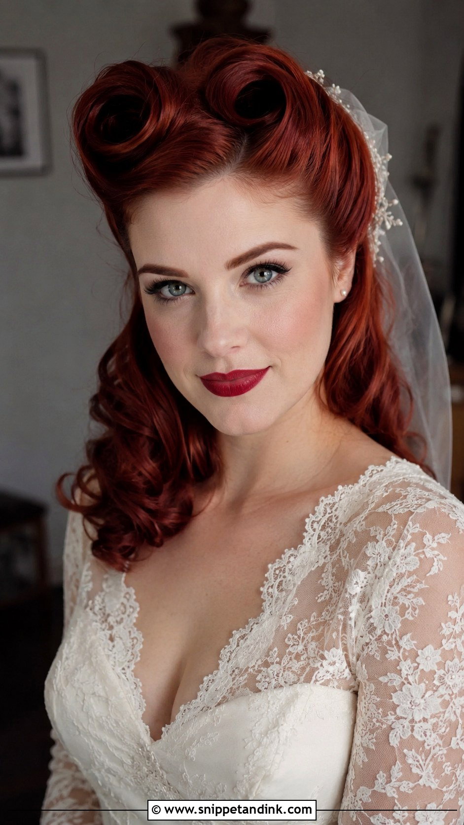 Victory Rolls Bridal Look - Snippet and Ink - 25 Old Hollywood Wedding Hair Ideas