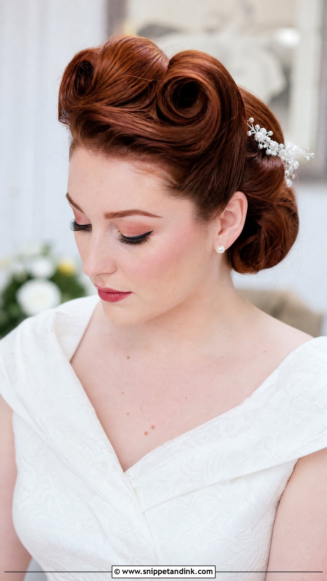 Victory Rolls Bridal Updo - Snippet and Ink - 20 Retro Bridal Hair Ideas