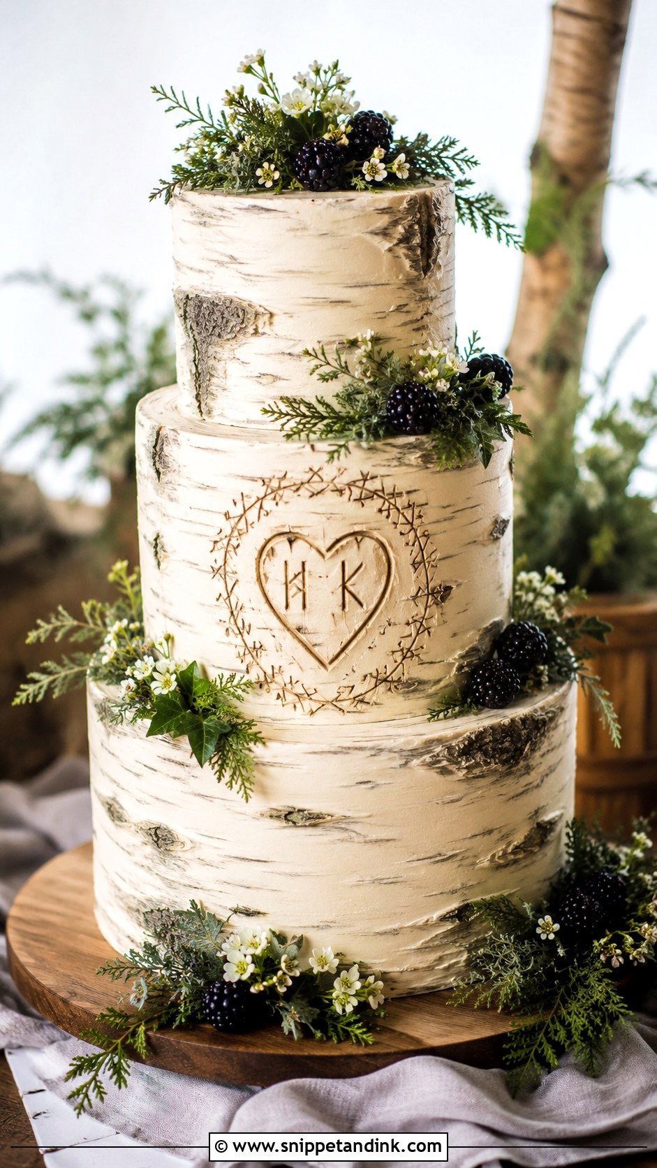 Viking Birch Tree Wedding Cake - Snippet and Ink - 25 Viking Wedding Cake Ideas