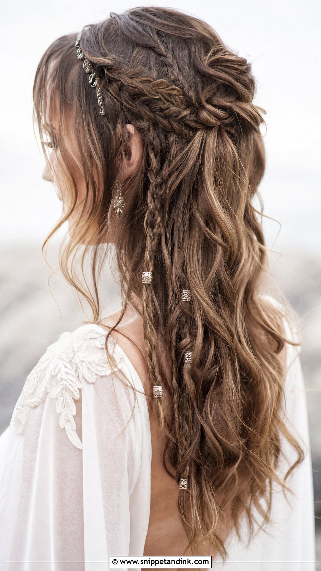 Viking Braid With Loose Waves - Snippet and Ink - 20 Viking Wedding Hairstyles