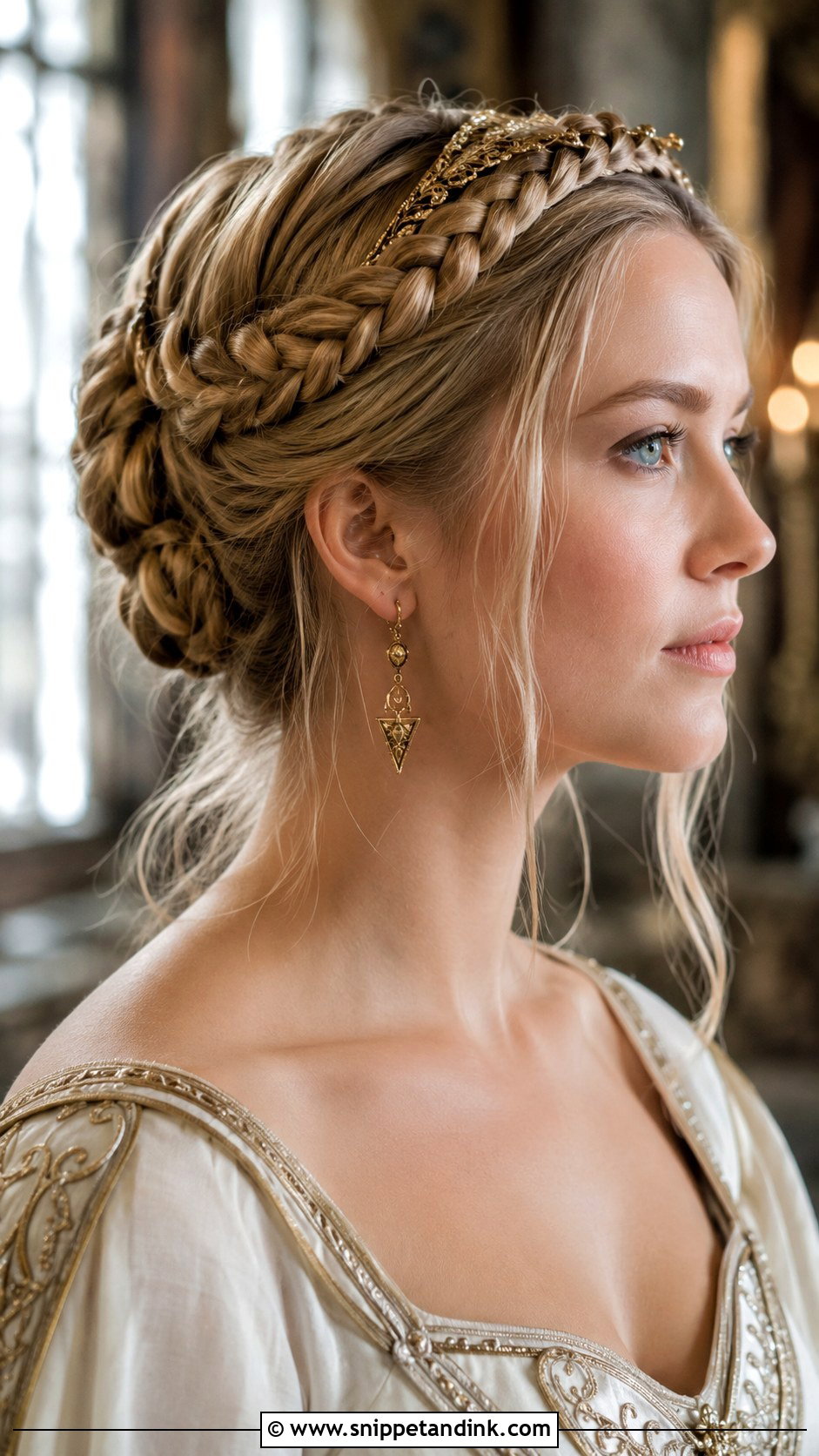 Viking Bridal Updo With Braided Crown - Snippet and Ink - 25 Viking Bridal Hair Ideas