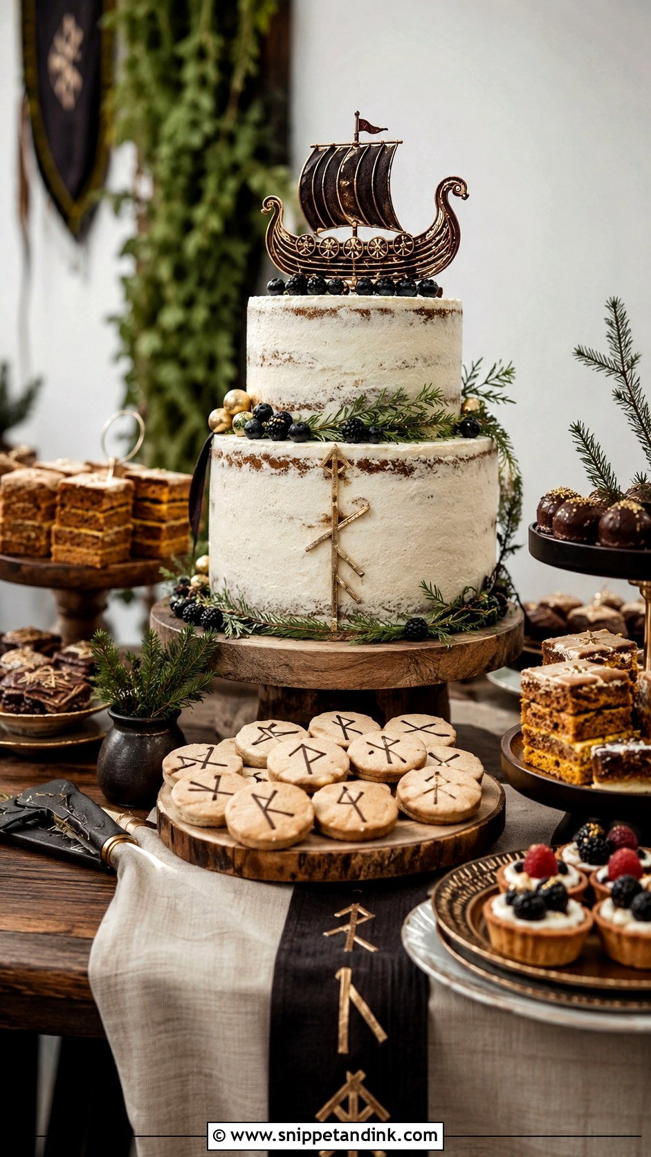 Viking Dessert Table Wedding Cake - Snippet and Ink - 25 Viking Wedding Cake Ideas