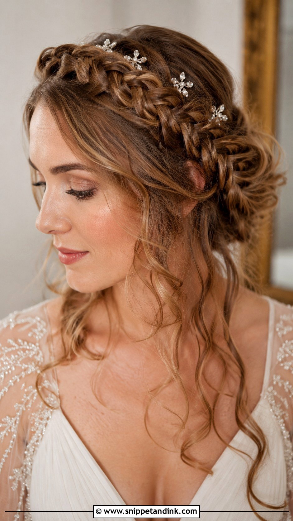 Viking Halo Braid With Curls - Snippet and Ink - 25 Viking Wedding Hair Ideas