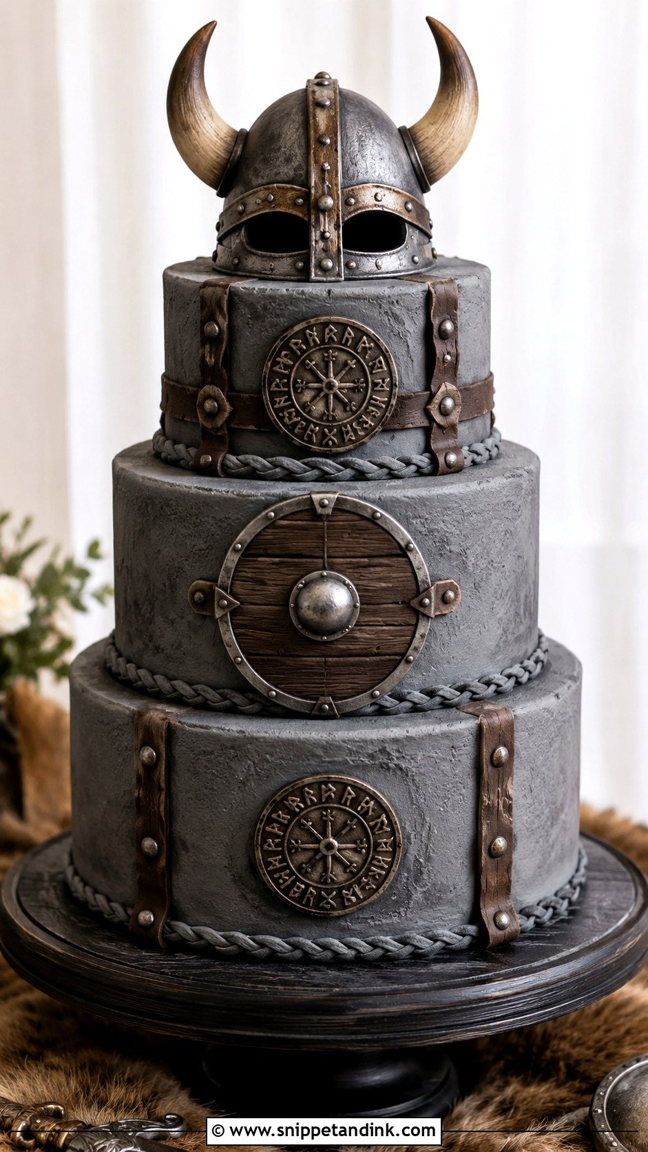Viking Helmet Wedding Cake - Snippet and Ink - 25 Viking Wedding Cake Ideas
