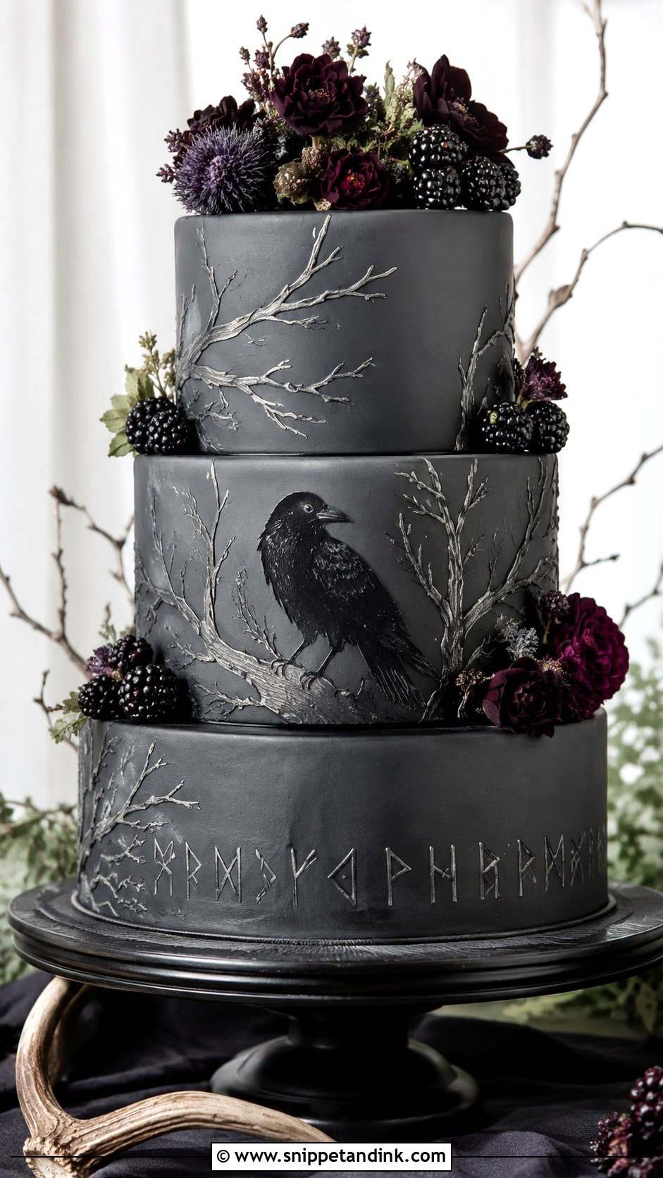 Viking Raven Wedding Cake - Snippet and Ink - 25 Viking Wedding Cake Ideas
