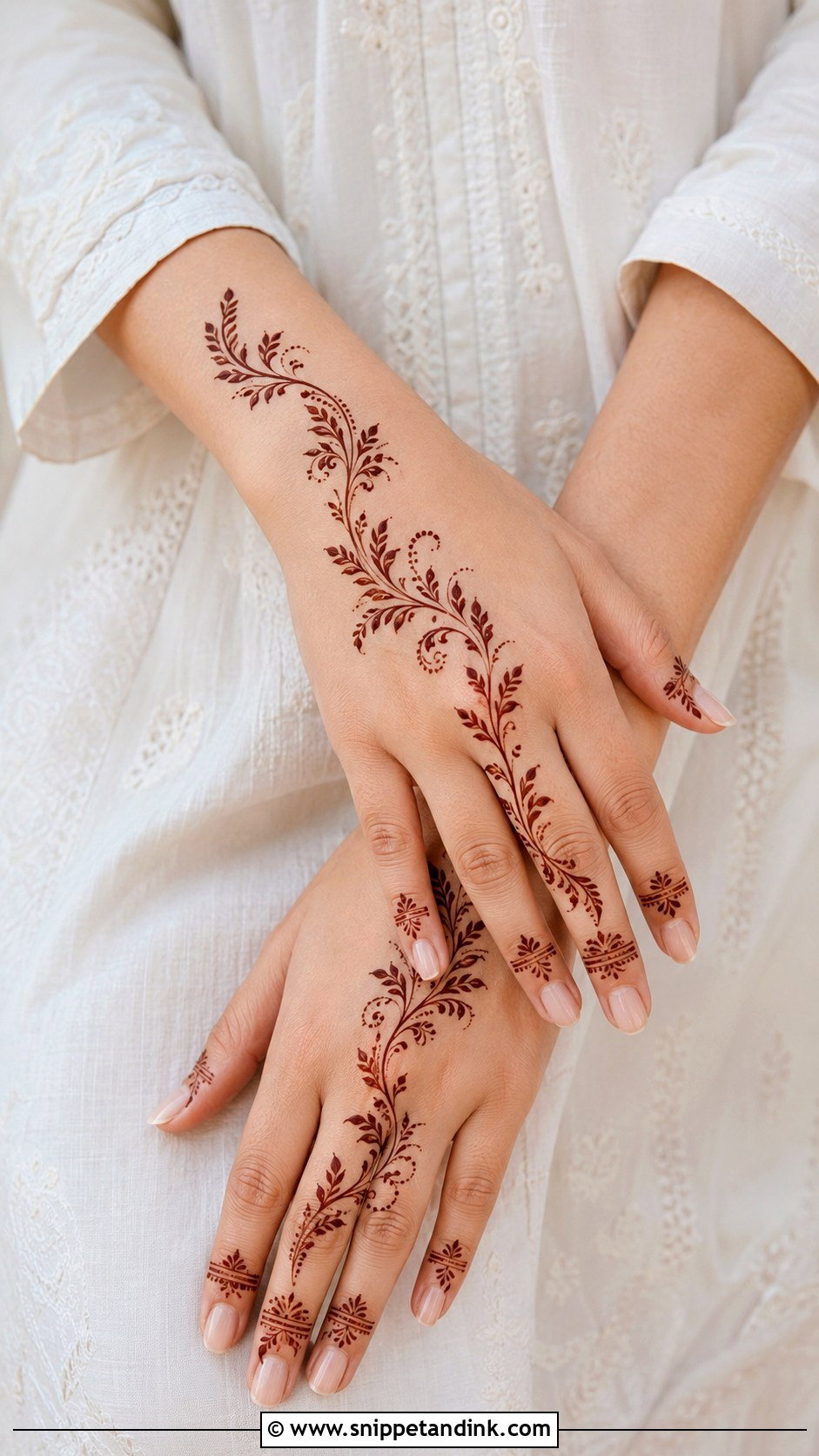 Vine Back Hand Mehndi Design - Snippet and Ink - 35 Simple Back Hand Mehndi Designs