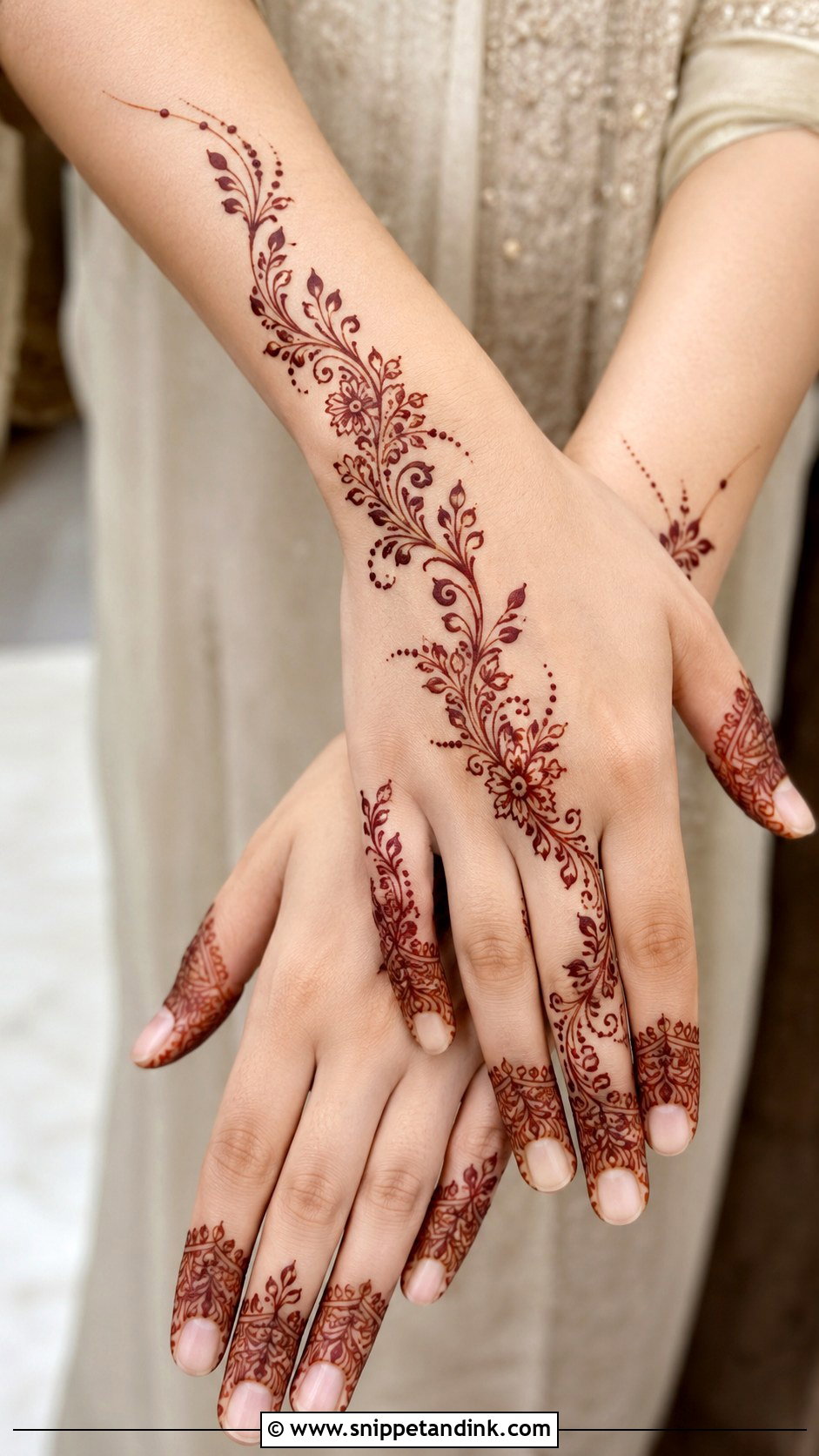 Vine Fancy Mehndi Design - Snippet and Ink - 35 Fancy Mehndi Designs