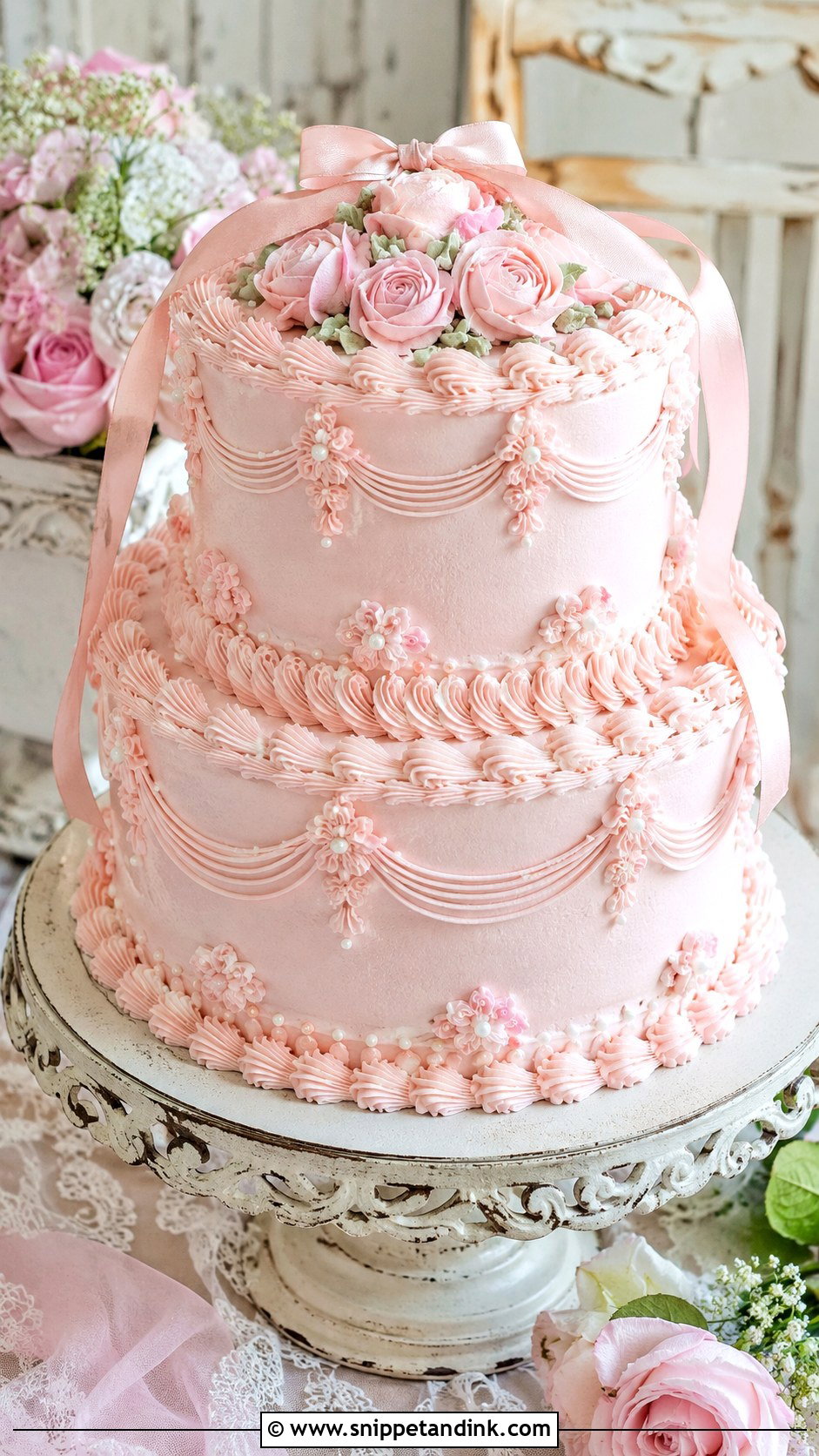 Vintage 2 Layer Wedding Cake - Snippet and Ink - 20 2 Layer Wedding Cake Ideas