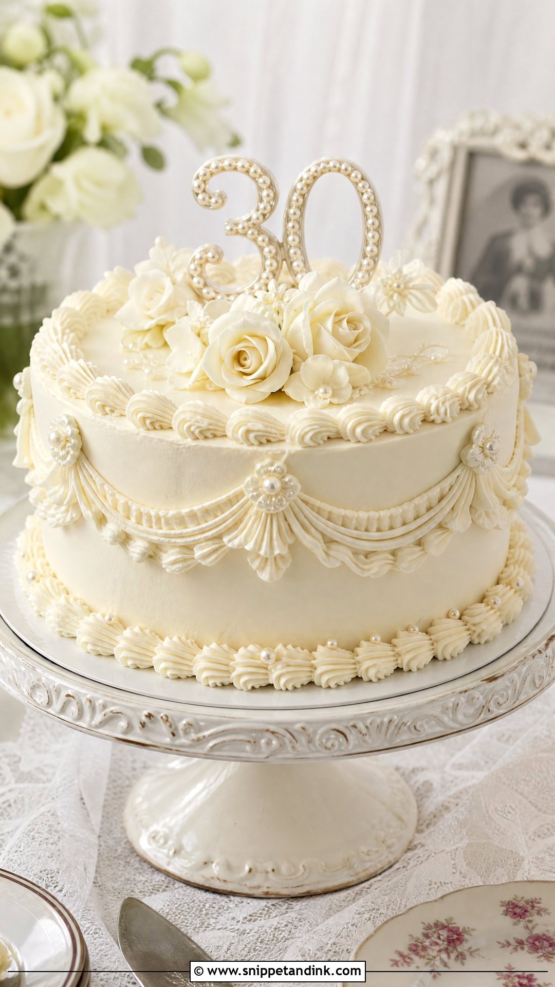 Vintage 30th Anniversary Cake - Snippet and Ink - 25 30th Anniversary Cake Ideas