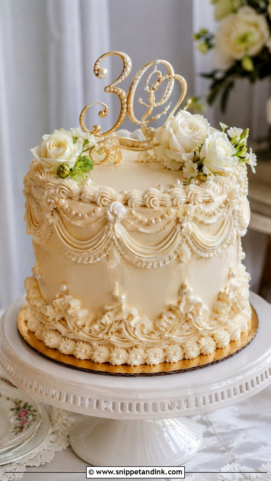 Vintage 30th Anniversary Cake - Snippet and Ink - 20 30th Wedding Anniversary Cake Ideas
