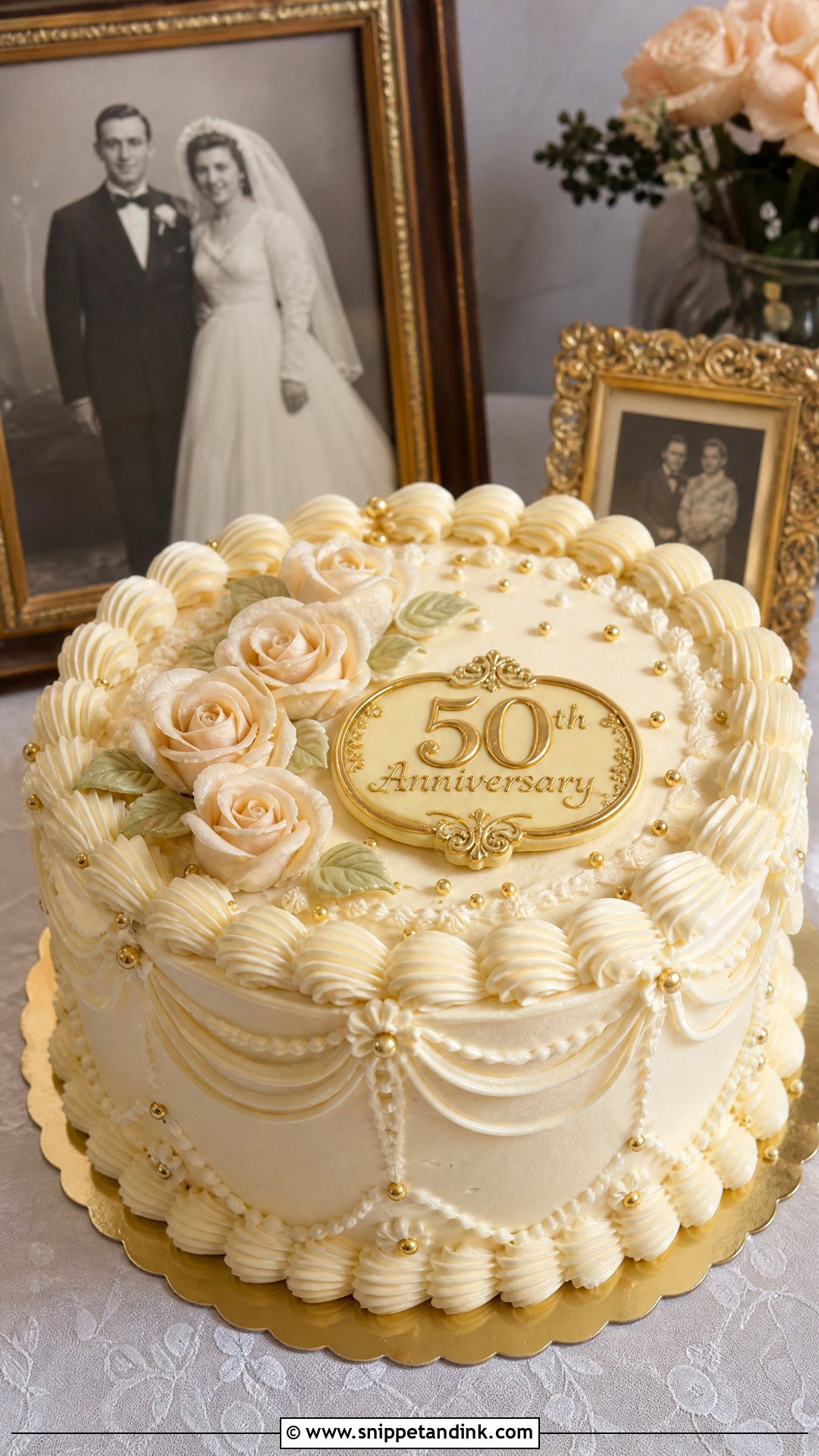 Vintage 50th Anniversary Cake - Snippet and Ink - 30 50th Anniversary Cakes