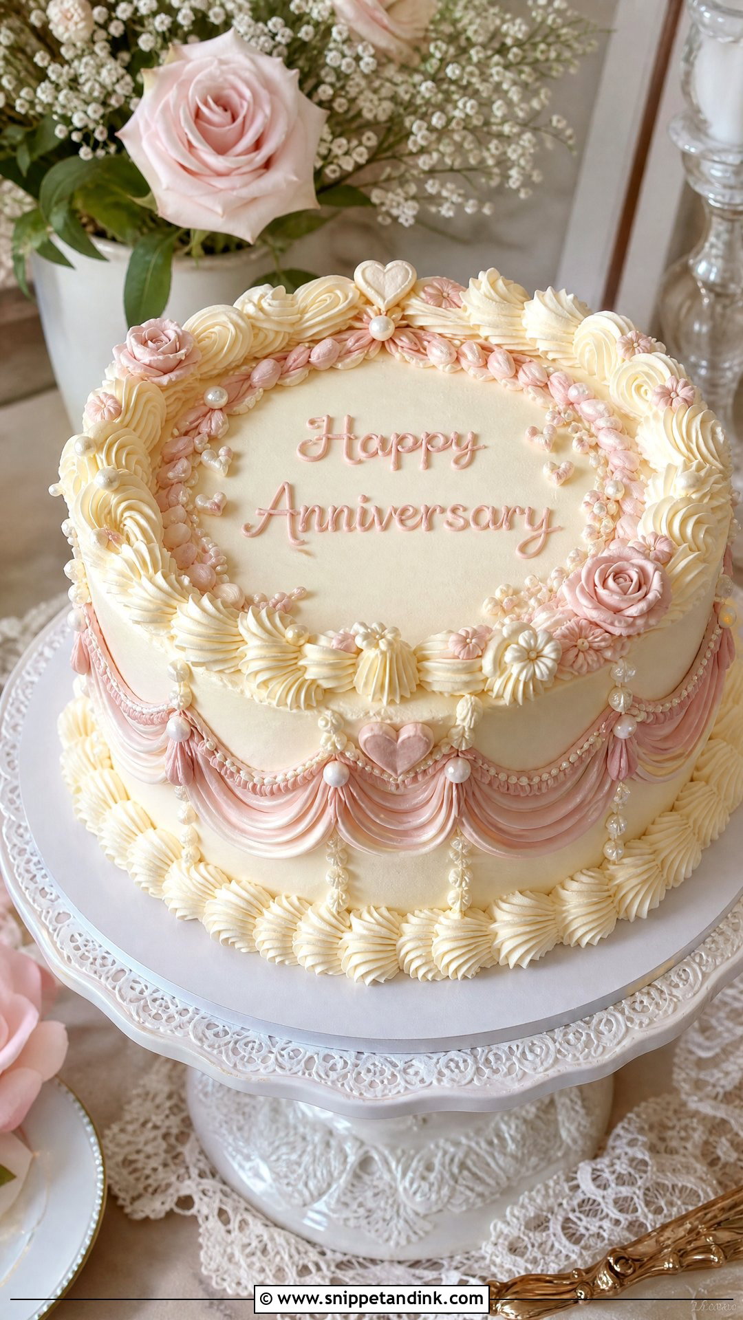Vintage Anniversary Cake - Snippet and Ink - 20 Simple Wedding Anniversary Cake Ideas