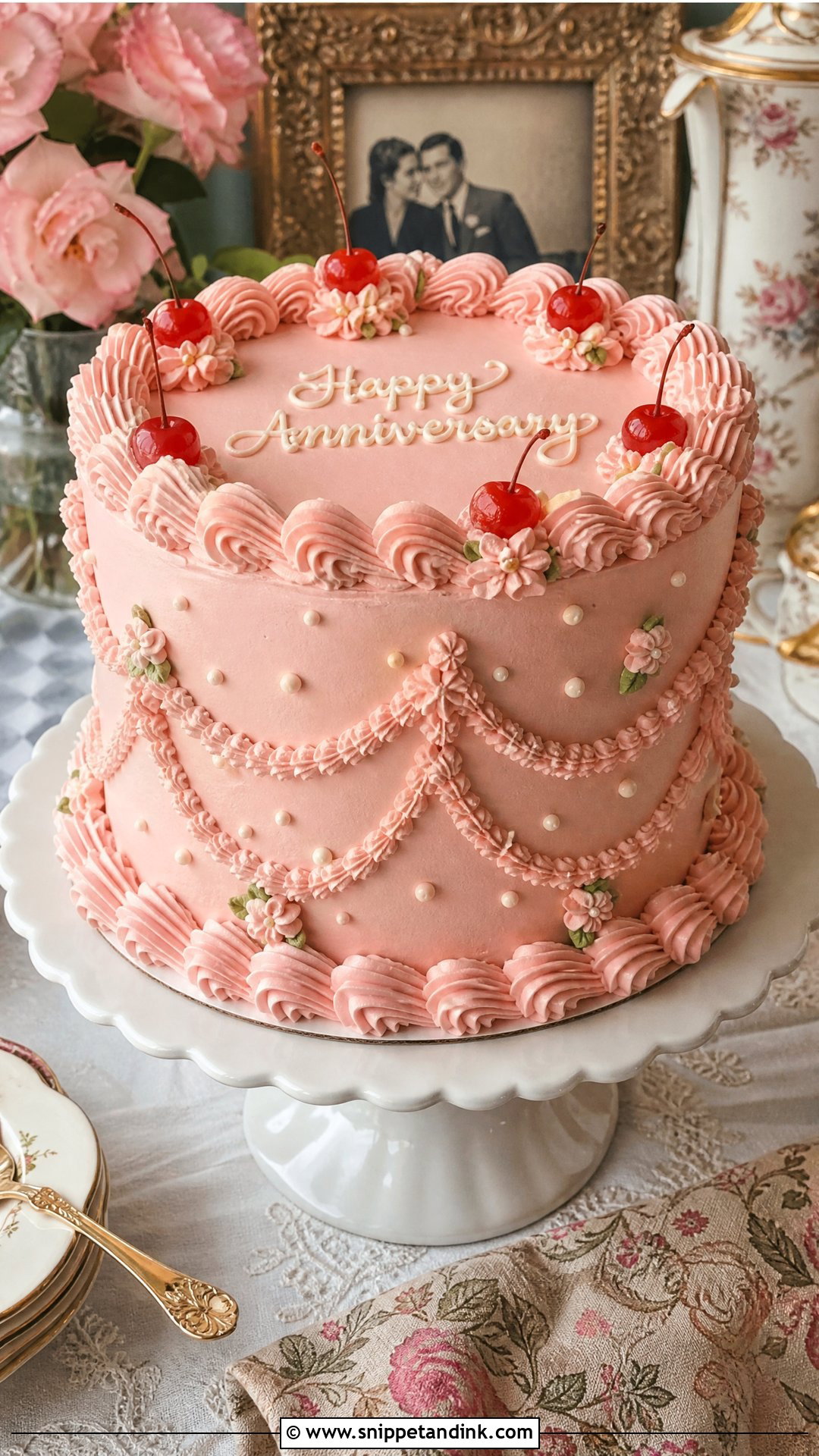 Vintage Anniversary Cake - Snippet and Ink - 30 Marriage Anniversary Cake Design Ideas