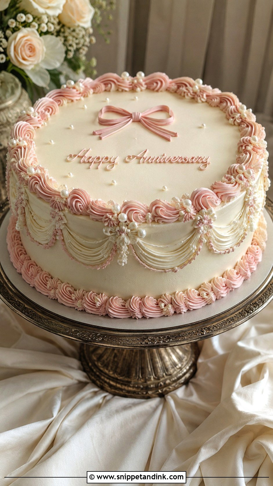 Vintage Anniversary Cake - Snippet and Ink - 20 Aesthetic Anniversary Cake Designs