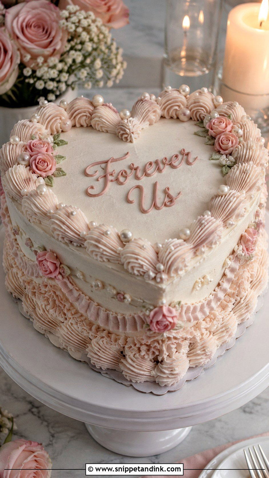 Vintage Anniversary Heart Cake - Snippet and Ink - 20 Anniversary Heart Cake Ideas