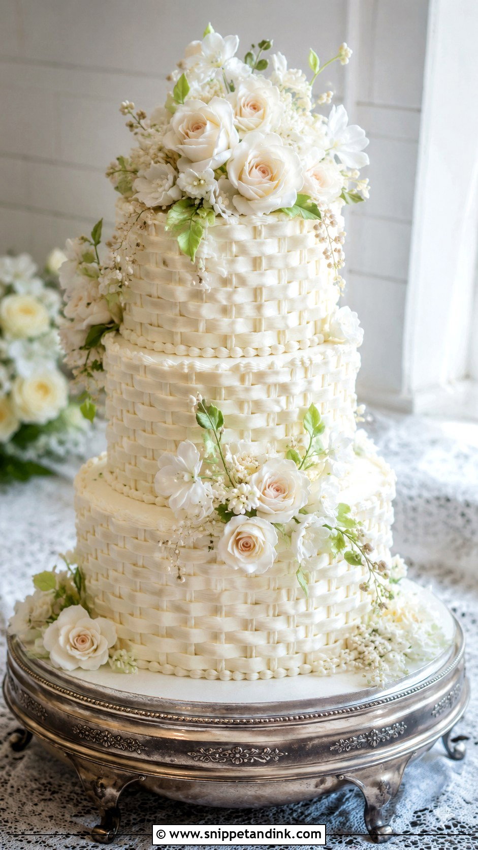 Vintage Basket Wedding Cake With Sugar Flowers - Snippet and Ink - 20 Basket Cakes with Flowers for Wedding