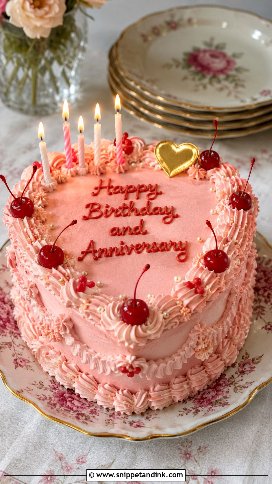 Vintage Birthday Anniversary Cake - Snippet and Ink - 20 Anniversary and Birthday Cake Combined Ideas