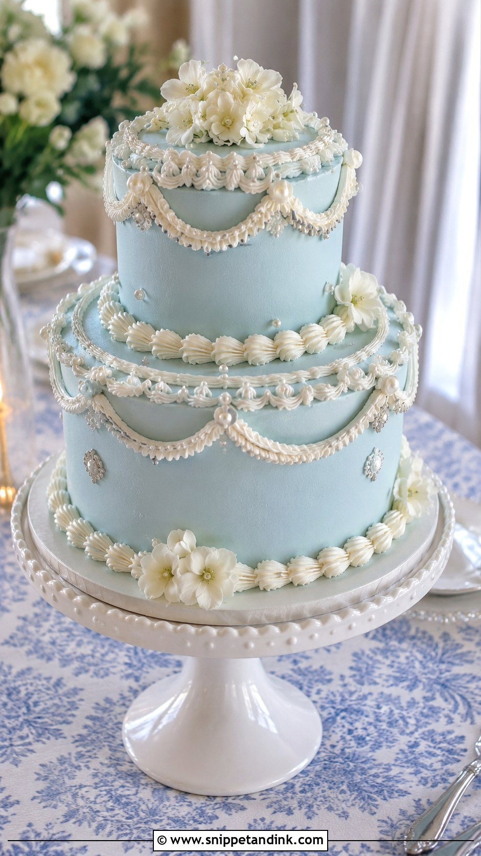 Vintage Blue Wedding Cake Display - Snippet and Ink - 20 Vintage Wedding Cake Display