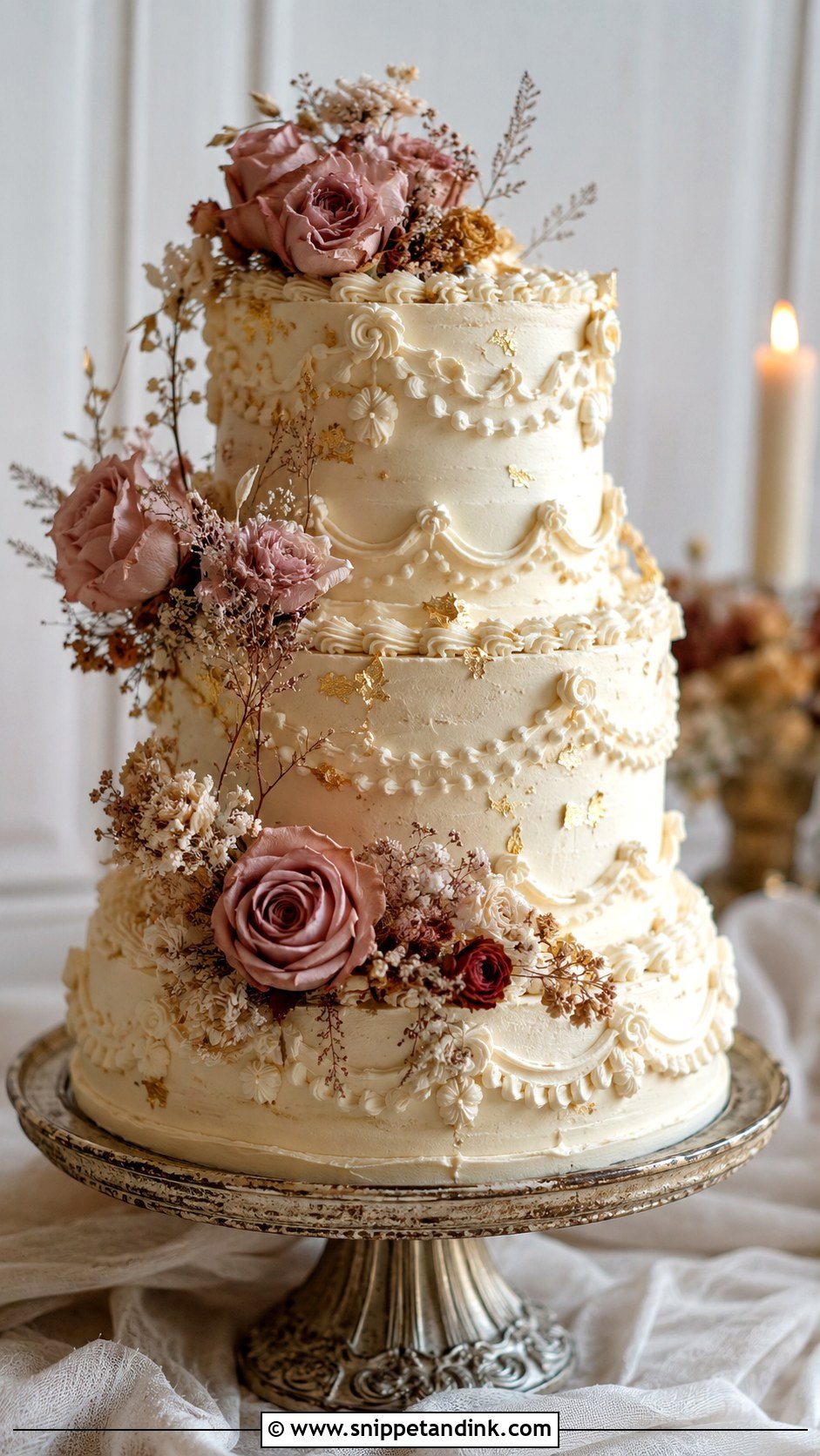 Vintage Boho Wedding Cake - Snippet and Ink - 20 Bohemian Cake Ideas for Wedding