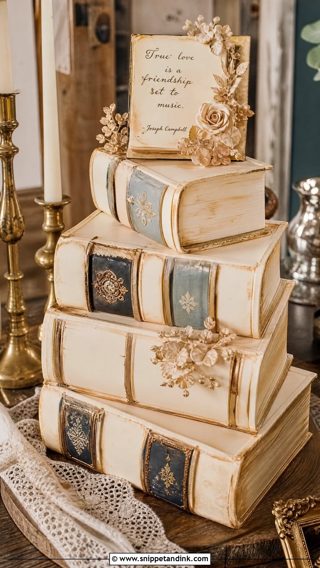 Vintage Book Wedding Cake - Snippet and Ink - 25 Book Theme Cake Ideas for Wedding