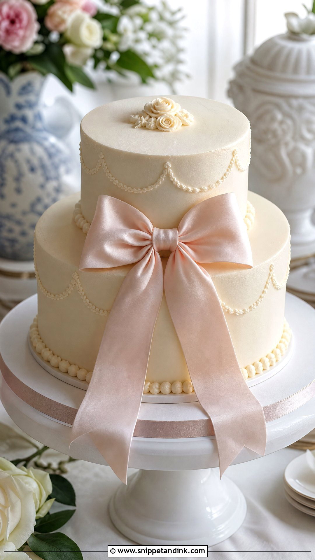 Vintage Bow Wedding Cake - Snippet and Ink - 20 Vintage Wedding Cakes