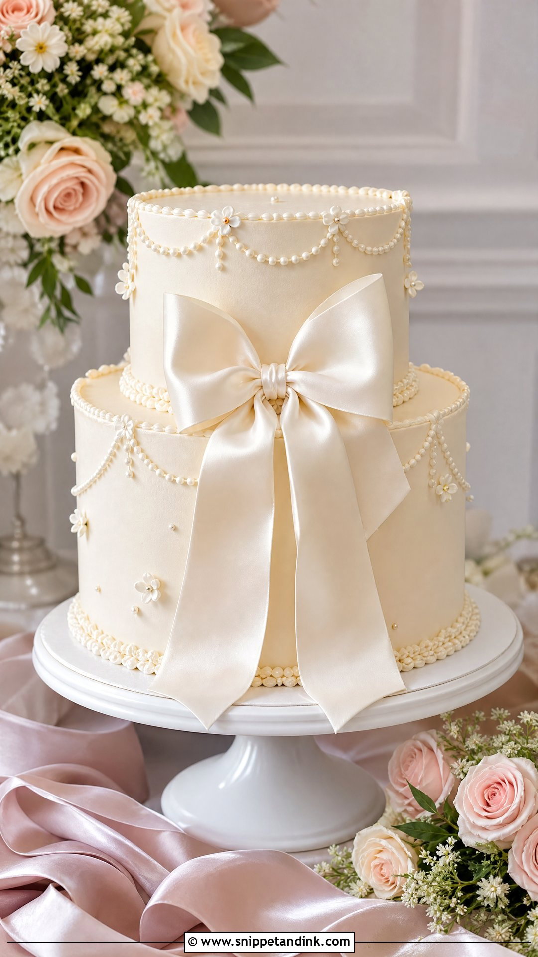 Vintage Bow Wedding Cake - Snippet and Ink - 30 Vintage Wedding Cake Ideas