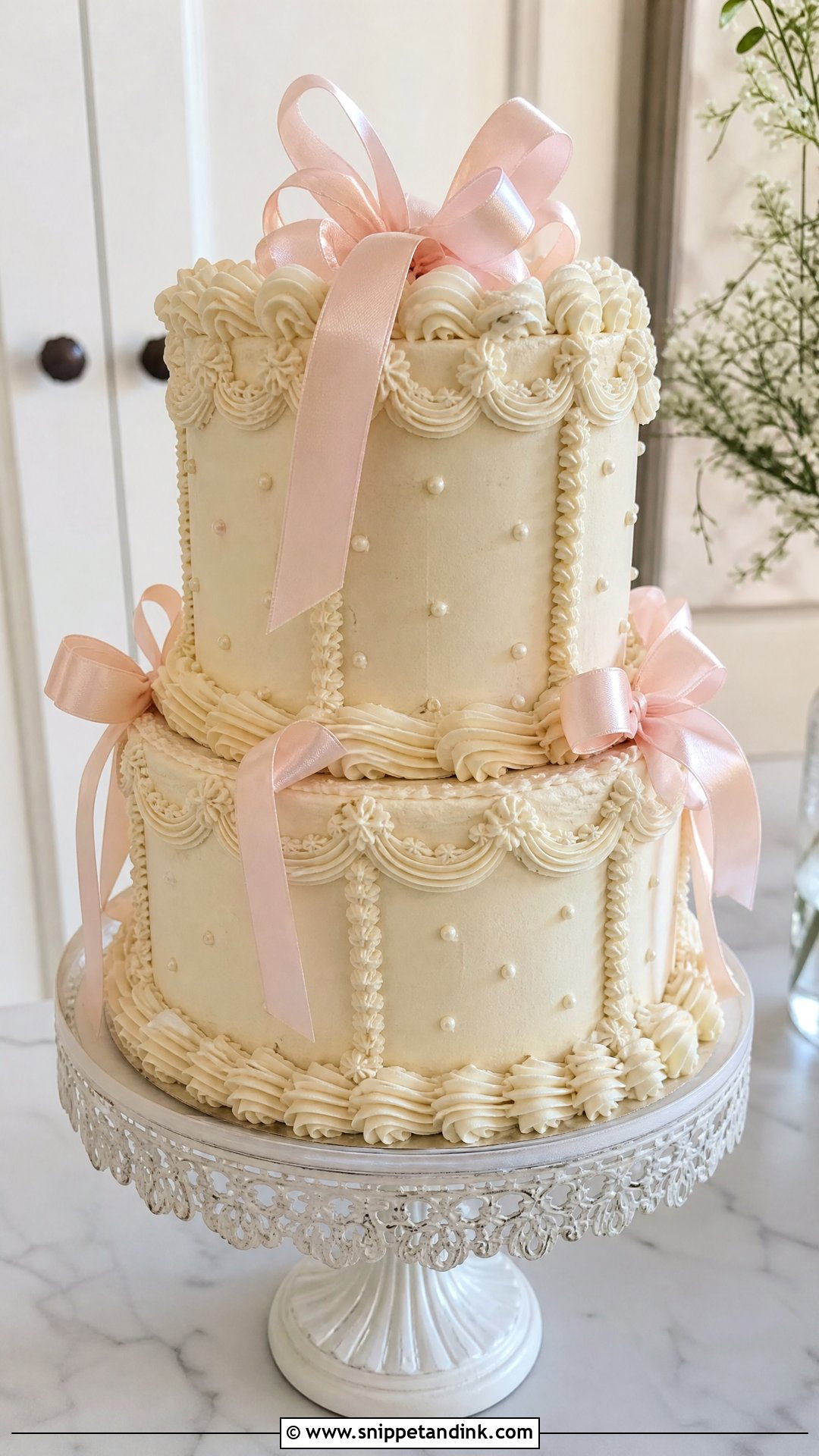 Vintage Bow Wedding Cake - Snippet and Ink - 35 Bow Cake Ideas for Wedding