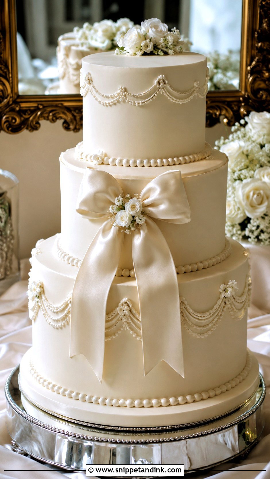 Vintage Bow Wedding Cake - Snippet and Ink - 20 Elegant Vintage Wedding Cakes